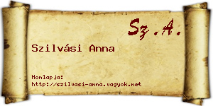 Szilvási Anna névjegykártya